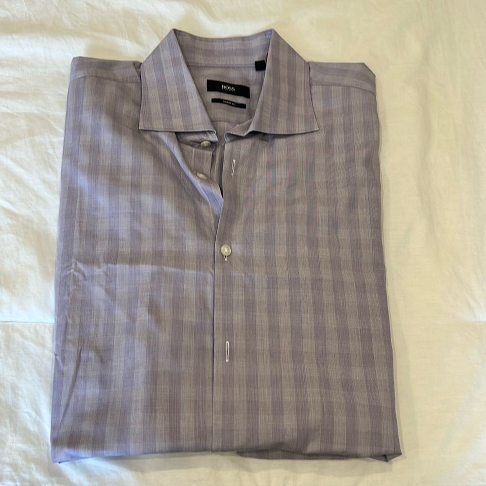 Boss Hugo Boss purple Sharp Fit button down 17 neck 34/35